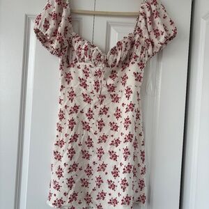 Red and white floral Realisation Par Venus mini Dres